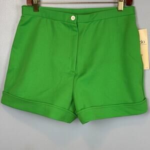 Vintage New! Zio Youngja Bold Bright Green High Waist Polyester Short Pin Up Med